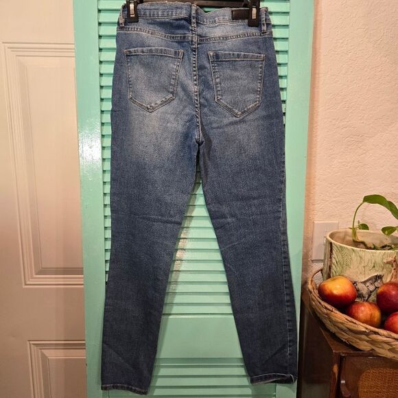 Nicole Miller Blue Skinny Jeans with Distressed Look - Picture 2 of 6